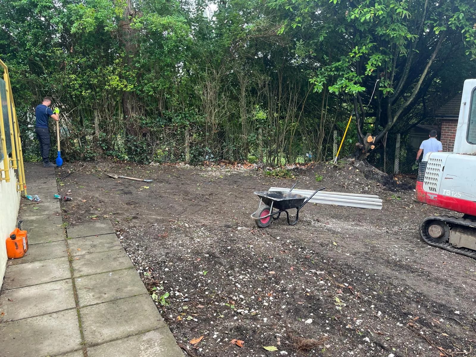 Building and levelling the base across the garden