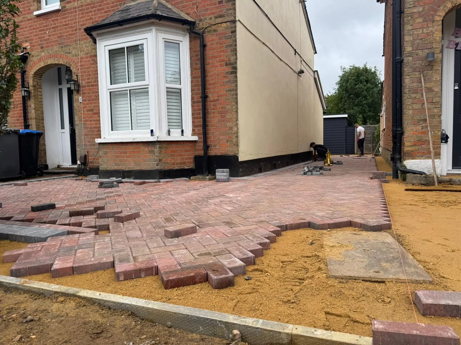 Laying the brindle blocks through the side access