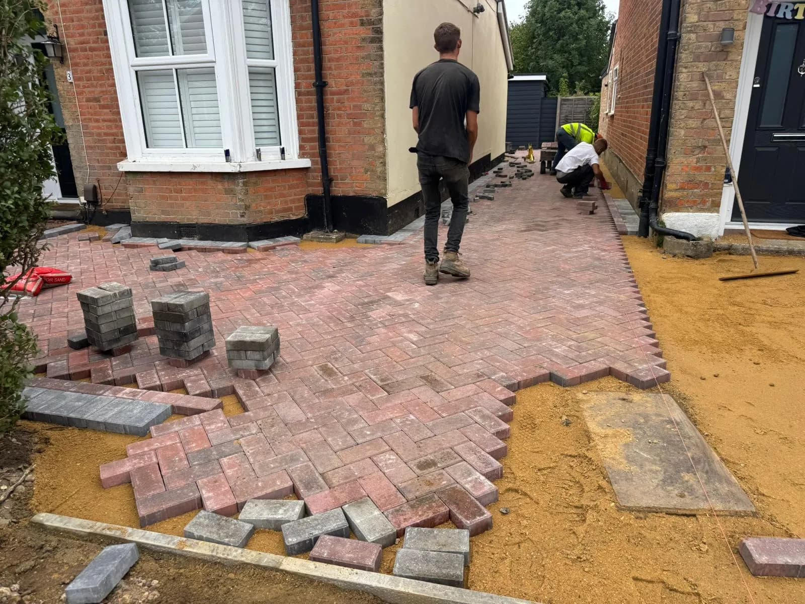 Block paving taking shape across the courtyard