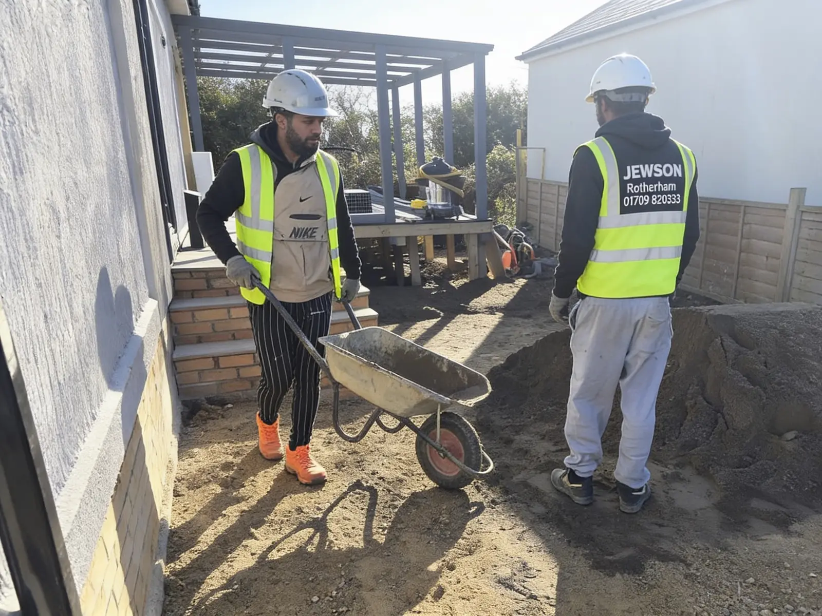 Preparing and levelling the area before laying