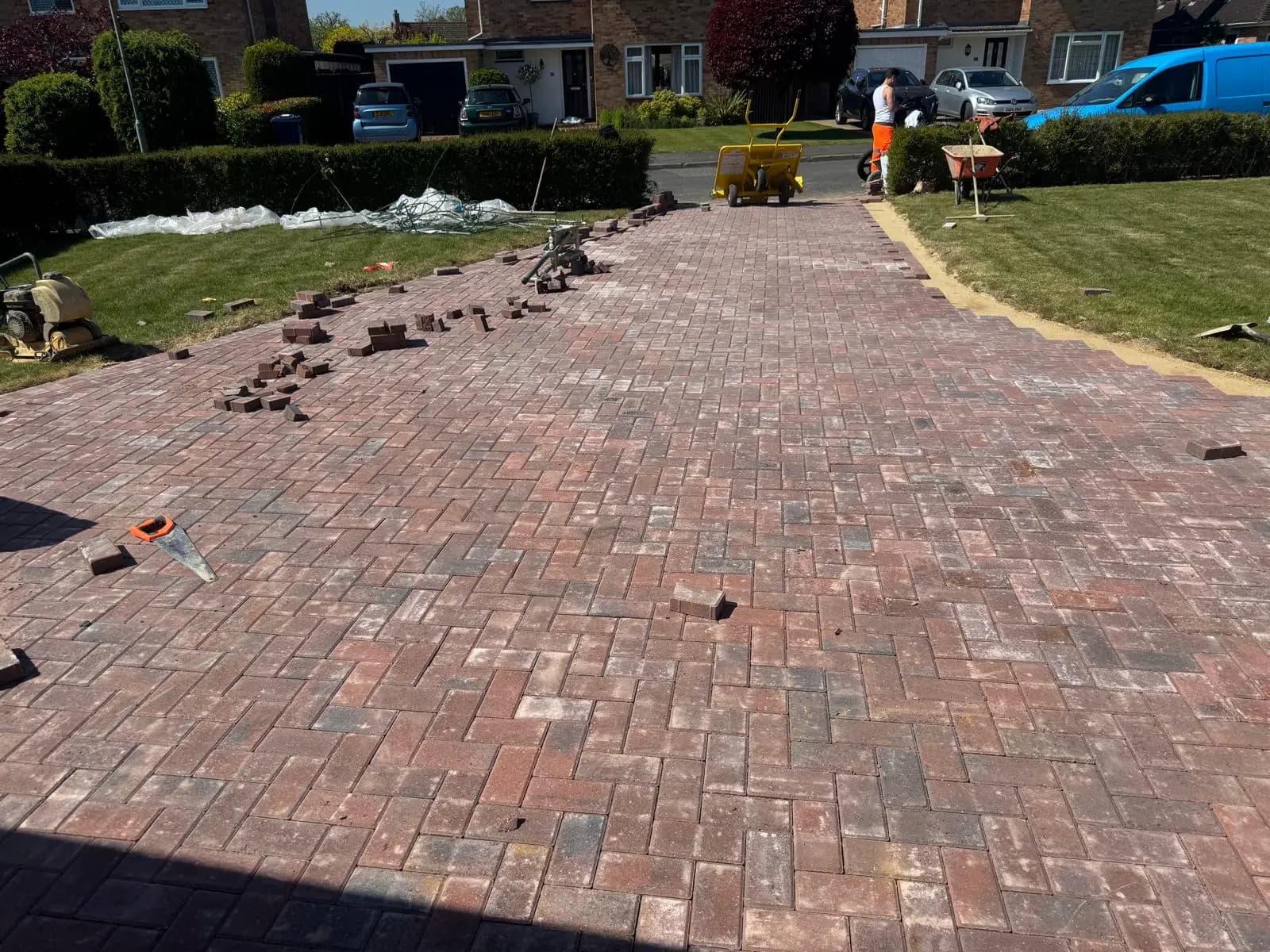 Laying the new brindle blocks