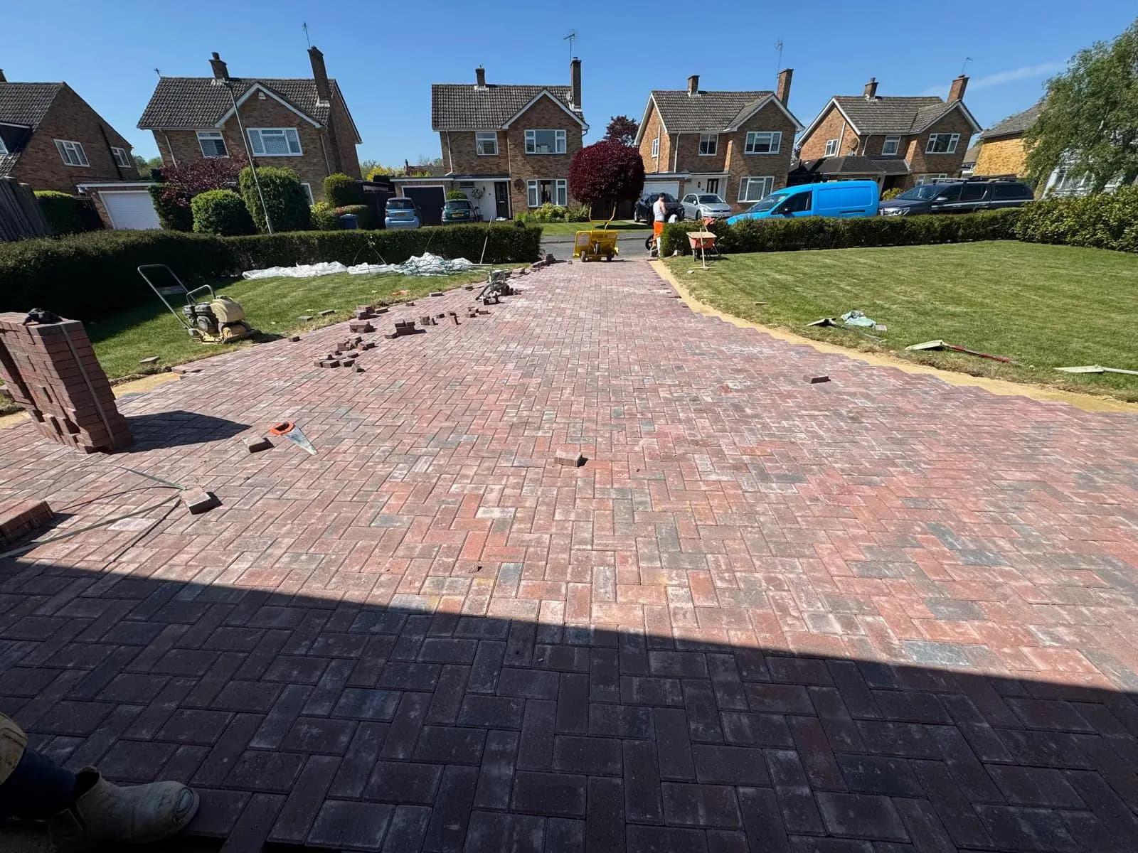 The new block paving nearing completion