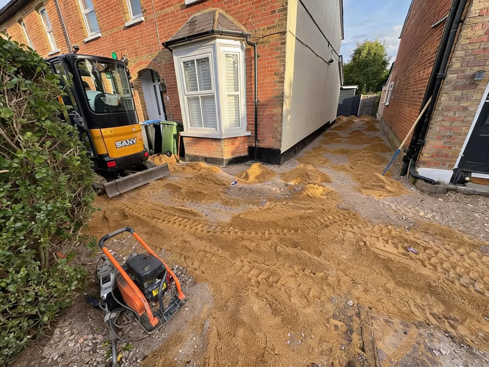 Sub-base prepared and screeded across the front before laying