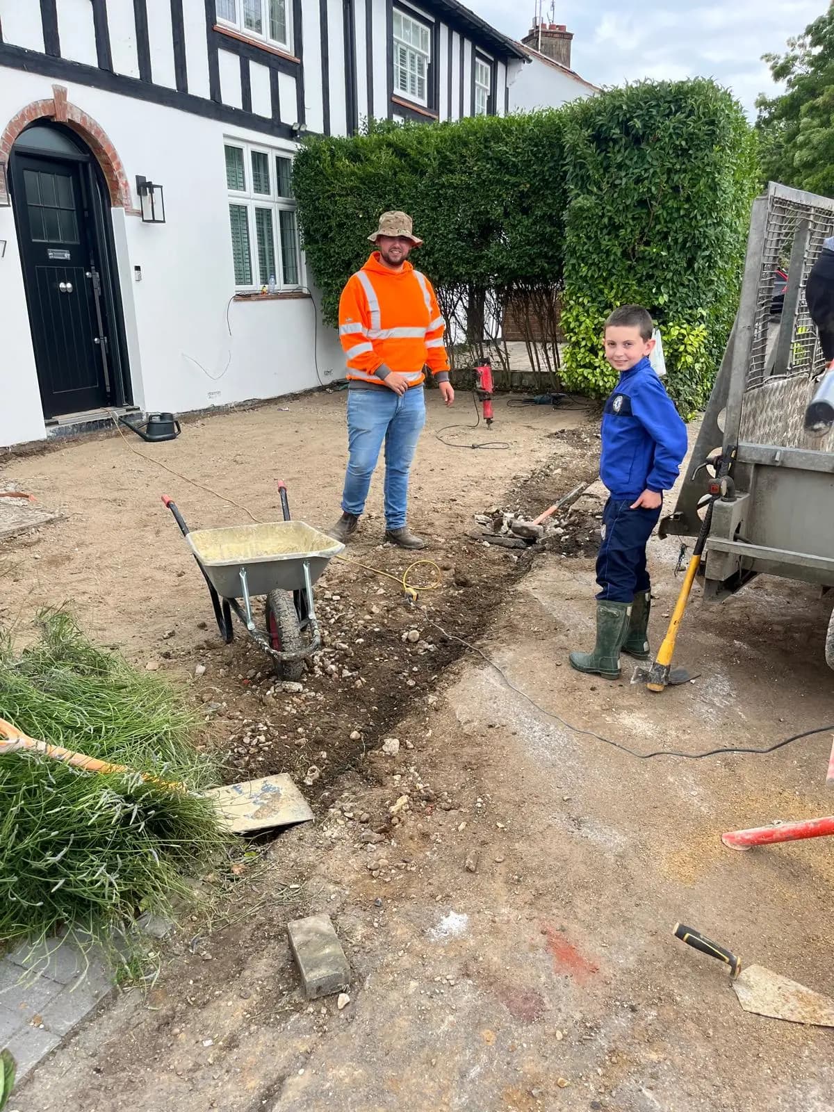 Clearing and preparing the ground after breaking out the old concrete